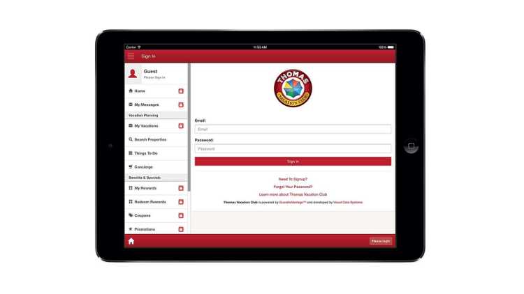 Login Screen Login screen on a tablet device.