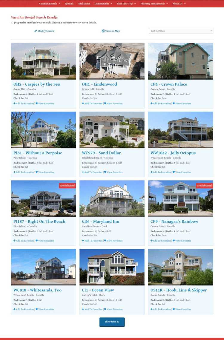 Search Results Search results showing tiles of rental properties.