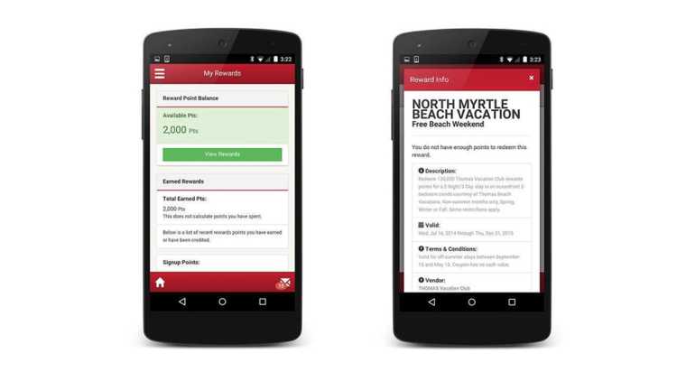 Guestadvantage Rewards Rewards management screen shown on a mobile device.
