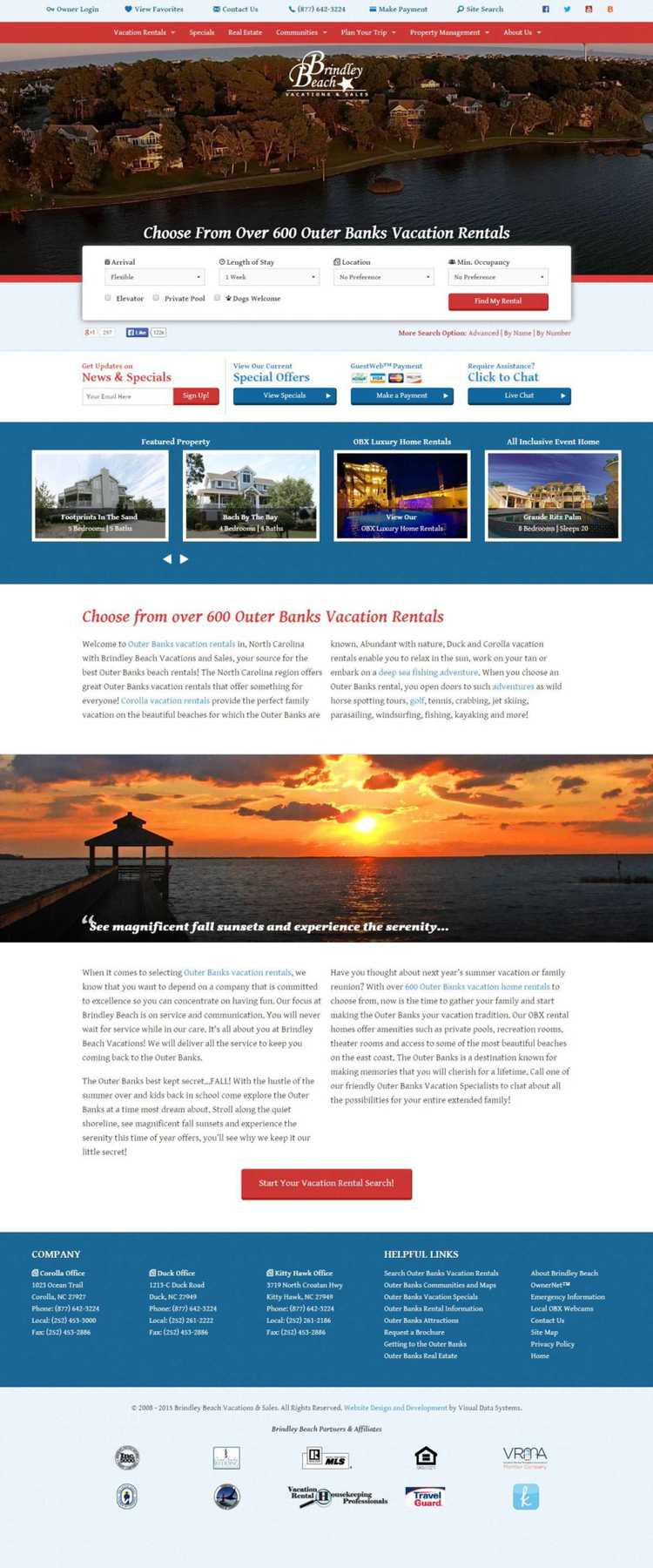 Home Page Homepage with content and large media.