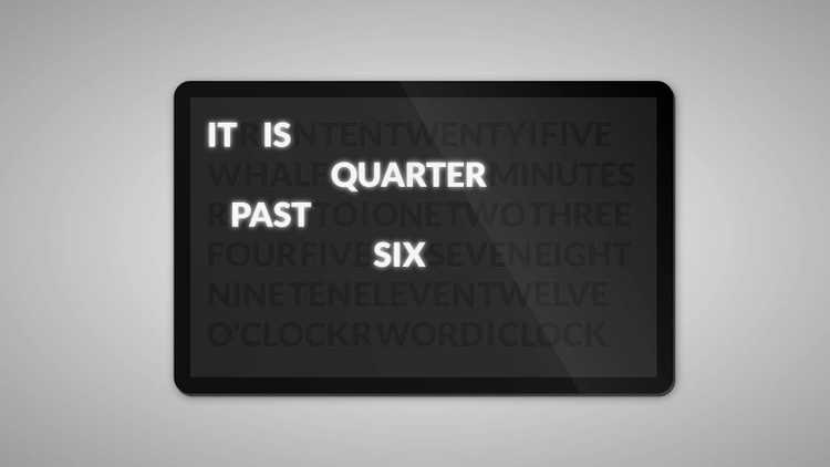 Clock Face Wordclock showing time